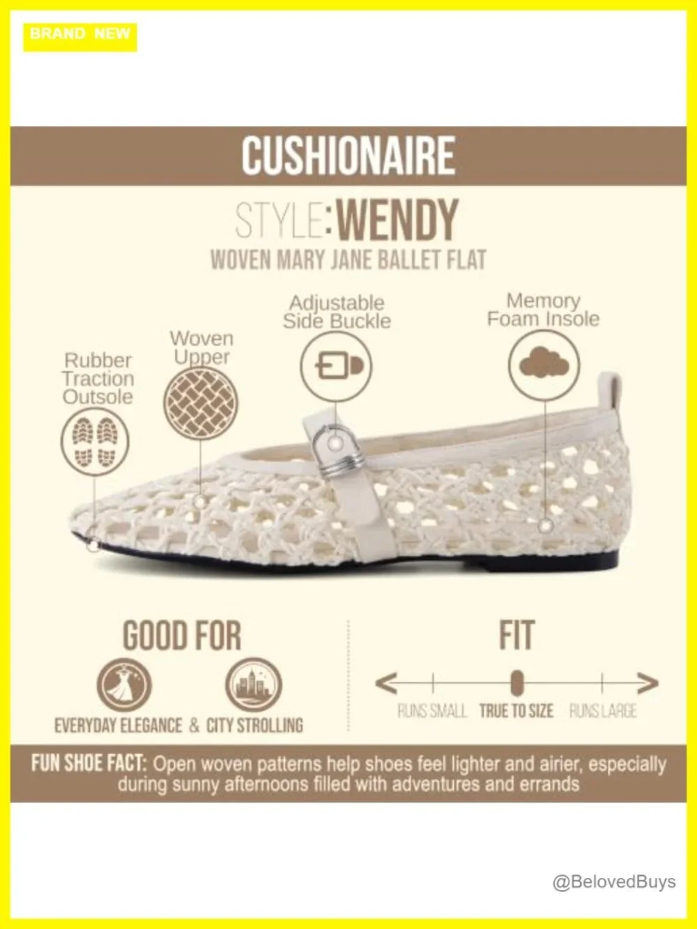 Woven Mary Jane Flats with Memory Foam – Breathable